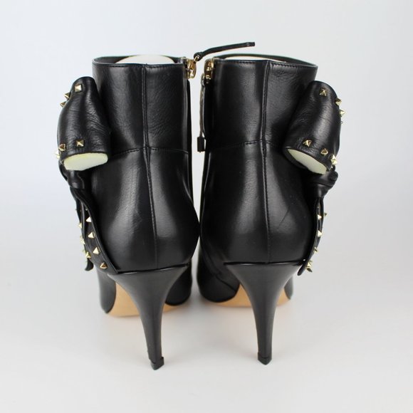 NEW Valentino Garavani Rockstud Heeled Leather Bow Ankle Boots - Picture 9 of 16